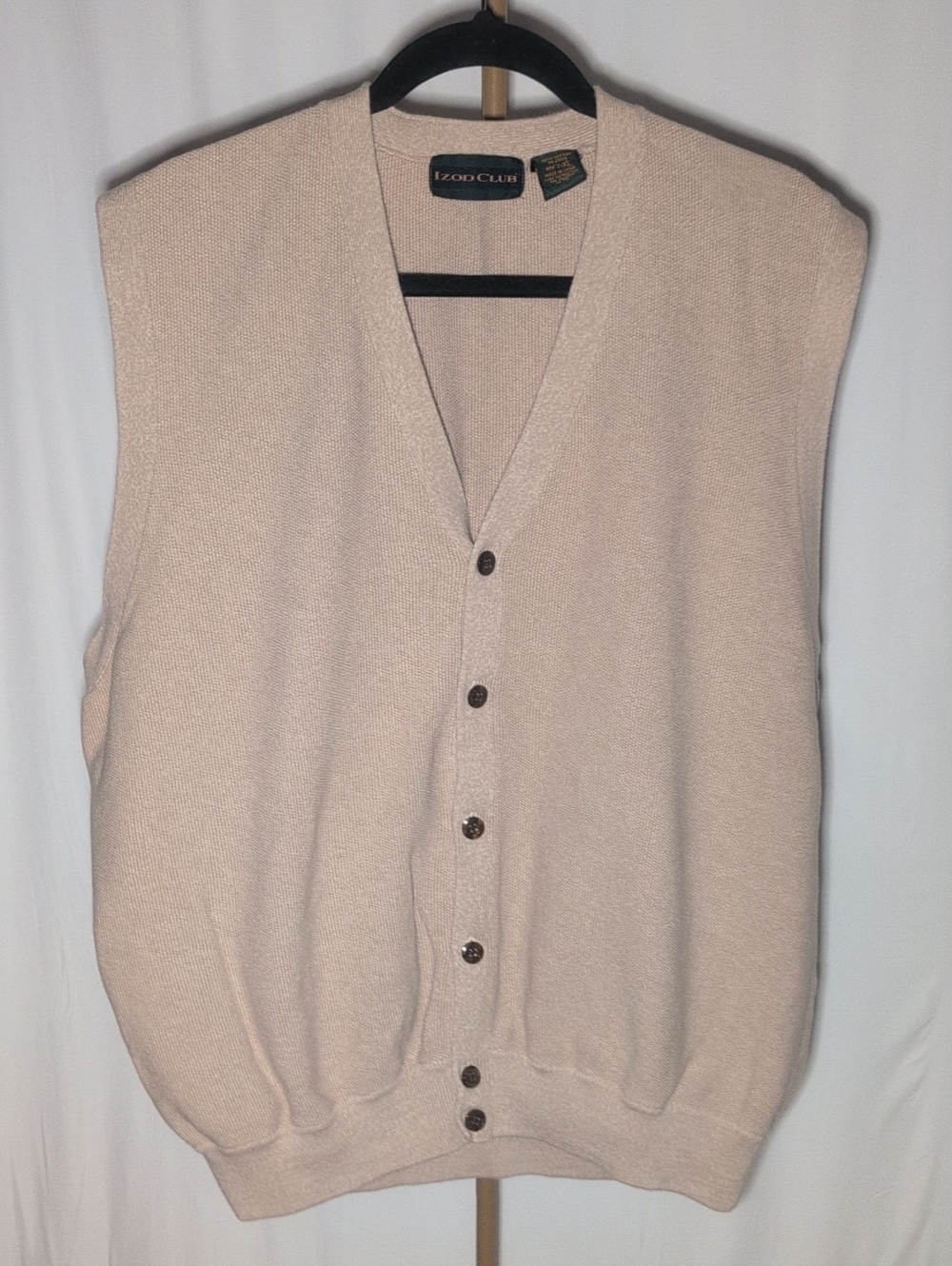 Fisherman Men's Beige Button-Front Sweater Vest 100% Cotton